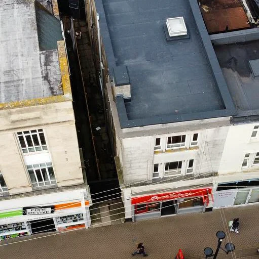 Commerical shop with a flat roof